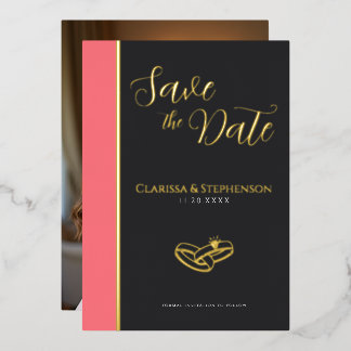 Elegant Anthracite Blush Pink Photo Save The Date