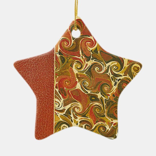 Elegant Antique Book, Ornate Swirl Pattern Ceramic Ornament (Front)