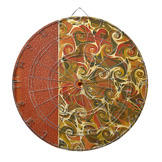 Elegant Antique Book, Ornate Swirl Pattern Dartboard (Front)