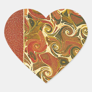 Elegant Antique Book, Ornate Swirl Pattern Heart Sticker