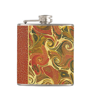 Elegant Antique Book, Ornate Swirl Pattern Hip Flask