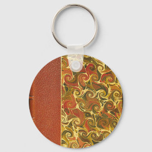 Elegant Antique Book, Ornate Swirl Pattern Keychain