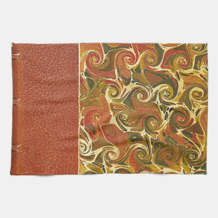 Elegant Antique Book, Ornate Swirl Pattern Kitchen Towel