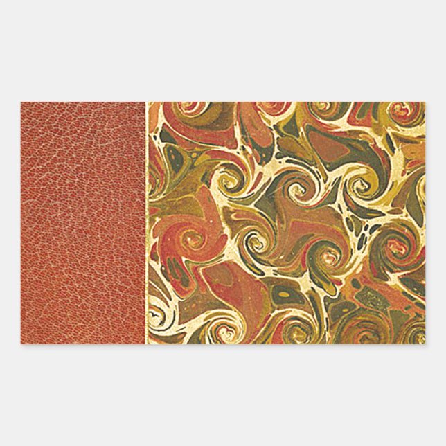 Elegant Antique Book, Ornate Swirl Pattern Sticker (Front)