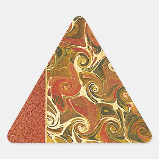 Elegant Antique Book, Ornate Swirl Pattern Triangle Sticker (Front)