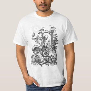 Elegant Antique Engraving Vintag Toile Man and Dog T-Shirt