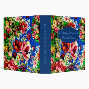 Elegant Antique Floral Pattern Name Recipe Binder