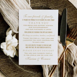 Elegant Antique Gold and White Wedding Guest Thank You Card