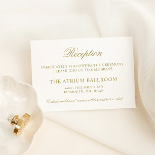 Elegant Antique Gold Calligraphy Reception Enclosure Card