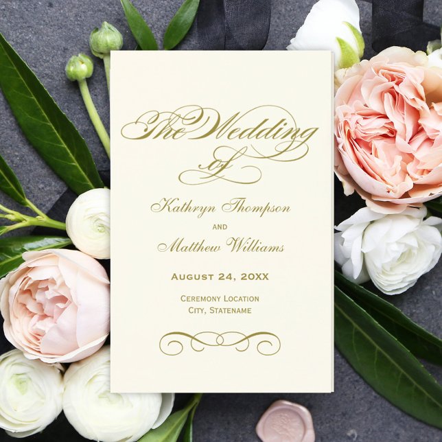 Elegant Antique Gold Calligraphy Wedding Programs (Creator Uploaded)