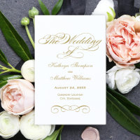 Elegant Antique Gold Calligraphy Wedding Programs