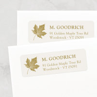 Elegant Antique Gold Maple Leaf. Return Address 
