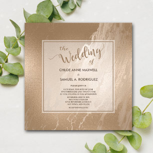 Elegant Antique Gold Marble Modern Wedding Invitation