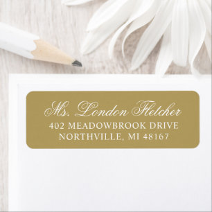 Elegant Antique Gold Script Wedding Address