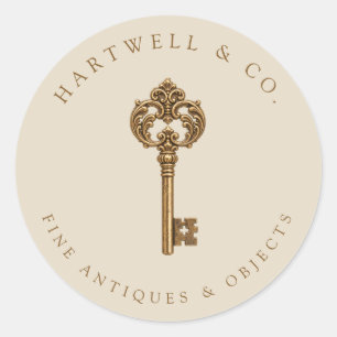 Elegant Antique Key Classic Round Sticker