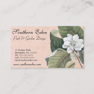 Elegant Antique Magnolia Engraving Business Card