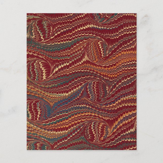 Elegant Antique Marbled Paper Burgundy and Gold (Front)