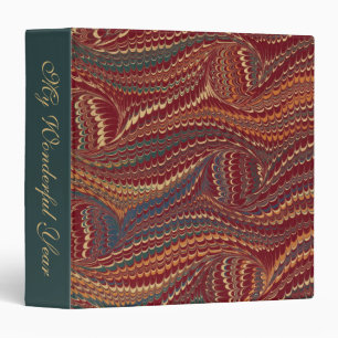 Elegant Antique Marbled Paper Burgundy and Gold Binder
