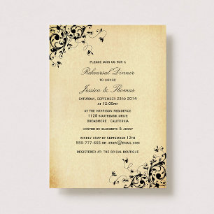 Elegant Antique Swirls Wedding Rehearsal Dinner Invitation