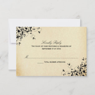 Elegant Antique Swirls Wedding RSVP Cards