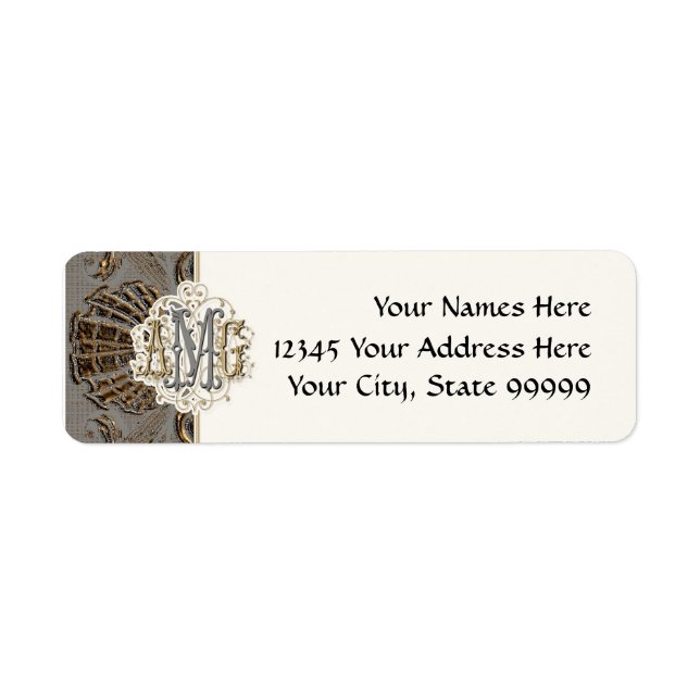 Elegant Antiqued Gold Baroque Custom Monogrammed (Front)
