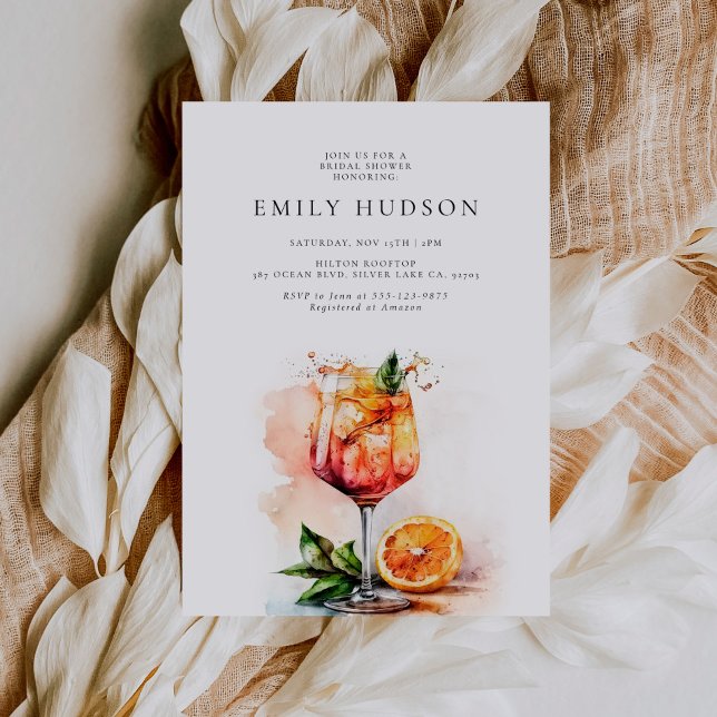 Elegant Aperol Spritz Bridal Shower Invitation (Creator Uploaded)