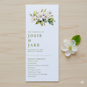Elegant Apple Blossom Minimalist Botanical wedding Program