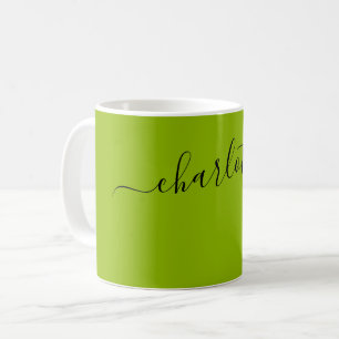 Elegant Apple Green Colour Modern Name Personalize Coffee Mug