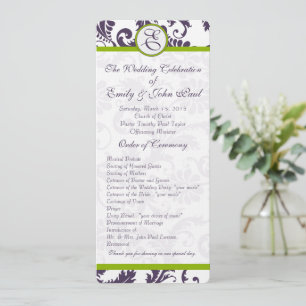 Elegant Apple Green Trim Lapis Purple Damask Program