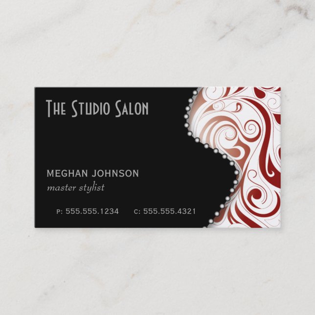 Elegant Appointment Business Card Crimson (Front)