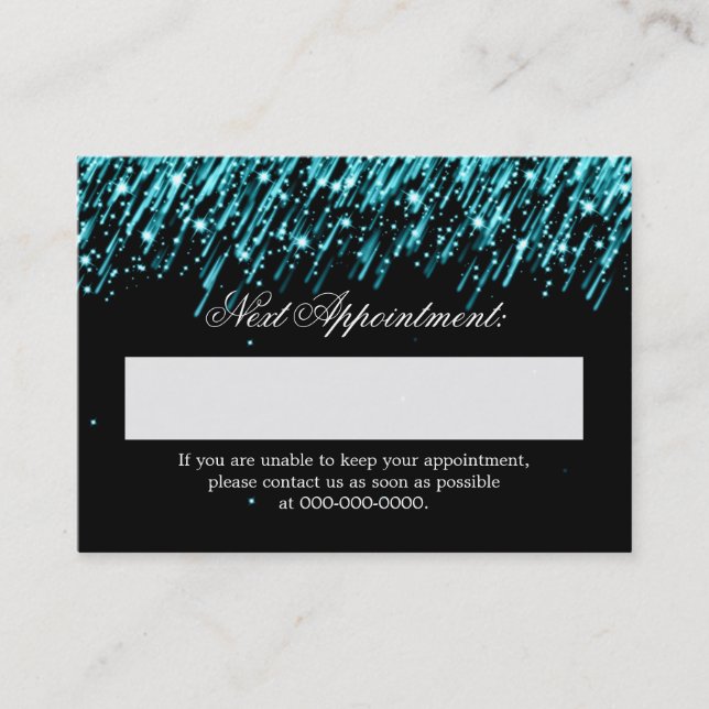 Elegant Appointment Card Turquoise Falling Stars (Front)