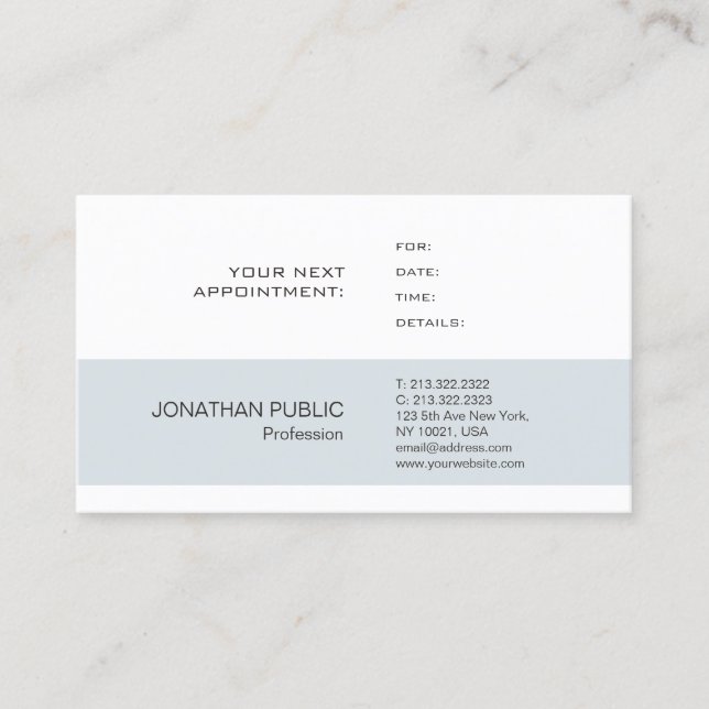 Elegant Appointment Reminder Sleek Plain Trendy Card (Front)