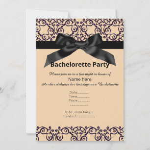 ELEGANT APRICOT BLACK BOW BACHELORETTE INVITE