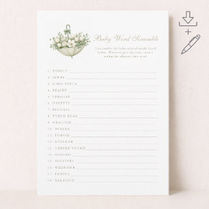 Elegant April May Shower Baby Word Scramble Card