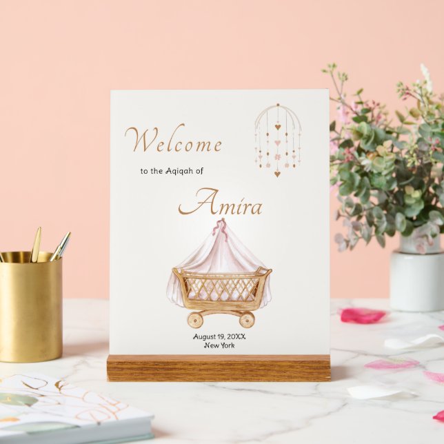 Elegant Aqiqah Welcome Acrylic Sign (Wedding)