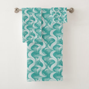 Elegant Aqua Abstract Towel Set