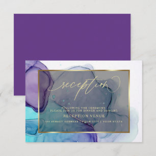 Elegant Aqua and Deep Purple Reception  Invitation