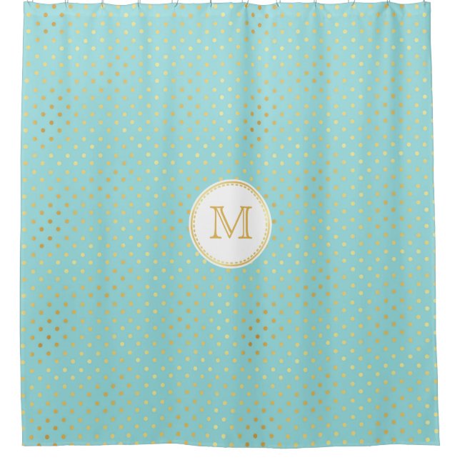 Elegant Aqua and Gold Polka Dots With Monogram (Front)