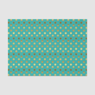 Elegant Aqua and Golden Polka Dot Tissue Paper