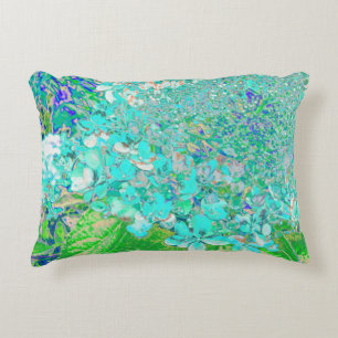 Elegant Aqua and Green Limelight Hydrangea Detail Accent Pillow