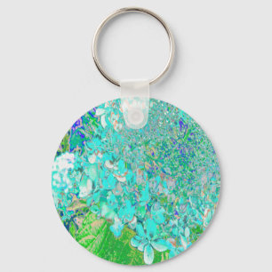 Elegant Aqua and Green Limelight Hydrangea Detail Keychain