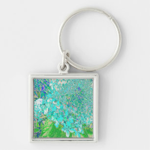 Elegant Aqua and Green Limelight Hydrangea Detail Keychain