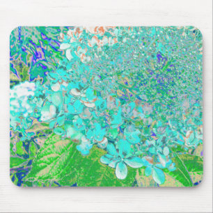Elegant Aqua and Green Limelight Hydrangea Detail Mouse Pad