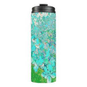 Elegant Aqua and Green Limelight Hydrangea Detail Thermal Tumbler