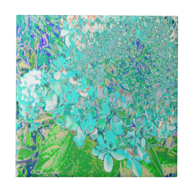 Elegant Aqua and Green Limelight Hydrangea Detail Tile (Front)