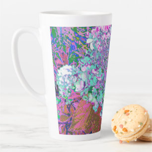 Elegant Aqua and Purple Limelight Hydrangea Detail Latte Mug