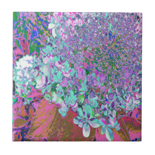 Elegant Aqua and Purple Limelight Hydrangea Detail Tile
