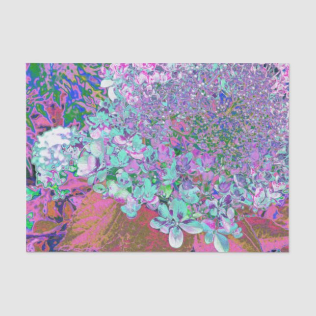 Elegant Aqua and Purple Limelight Hydrangea Detail Tissue Paper (Front)