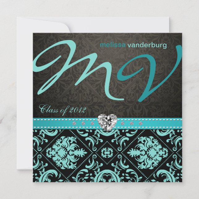 Elegant Aqua blue Class of 2012 Graduation Invites (Front)