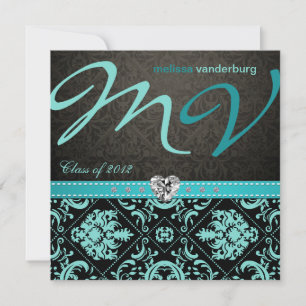 Elegant Aqua blue Class of 2012 Graduation Invites